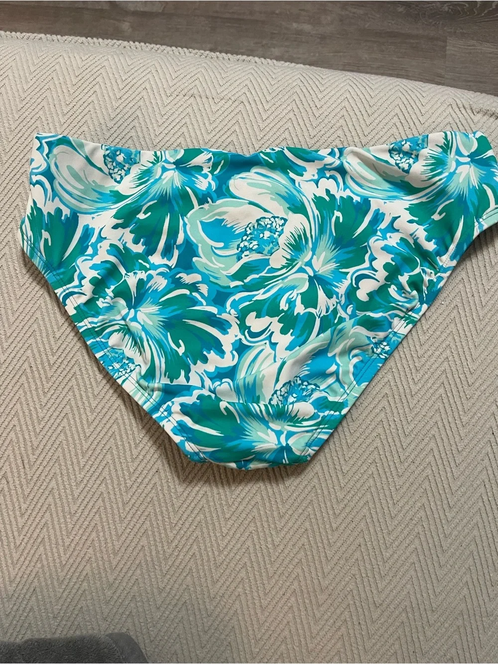 Floral Teal & White Bikini Bottoms Time and Tru Medium 8-10 swim